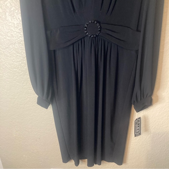 Alex Evenings Womens 10 Black Long Sleeve Gown Maxi Dress Formal Wedding $129 - Picture 2 of 16